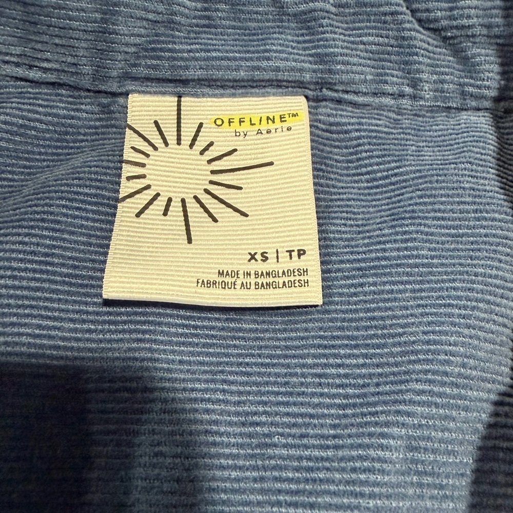2/$25 Aerie Blue Textured Corduroy Long Sleeve Half Zip Tunic Shacket Top - Picture 6 of 10